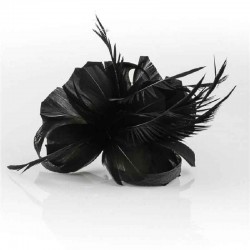 Broche de plumas en negro y blanco